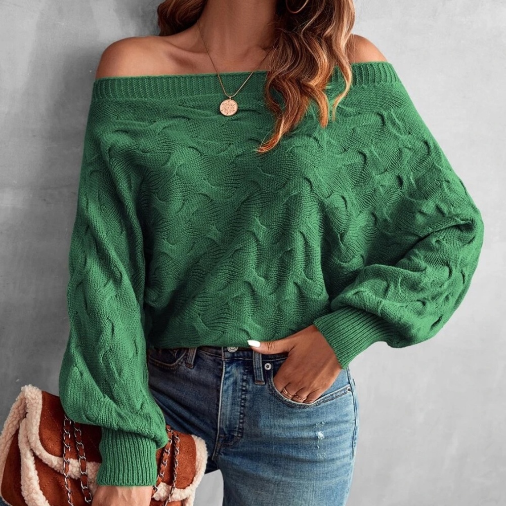 Cozy Off Shoulder Knit Sweater Top - Picture 5 of 16